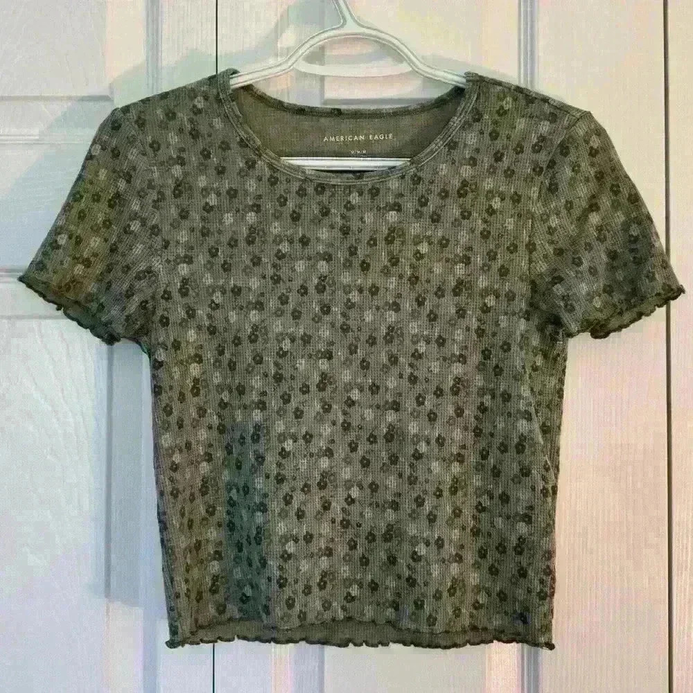 American Eagle Ribbed Short Sleeve Tee Shirt